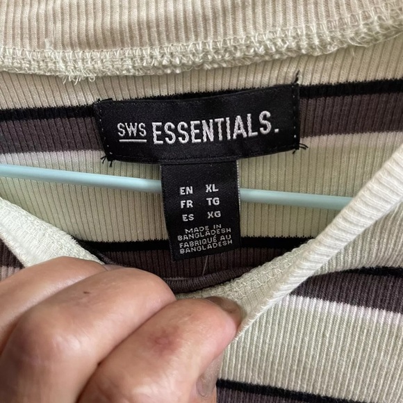 Set Of 2 Essentials Striped Cotton Crop Top Size XL (fits M/ L Not XL) - Picture 3 of 7